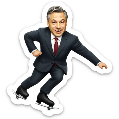 Viktor Orban hungarian prime minister skating in suit sticker