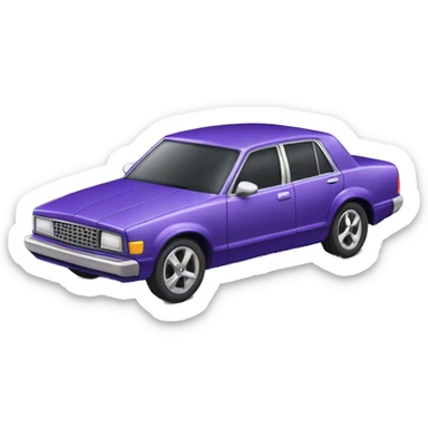purple Sedan with big blue wheels  sticker