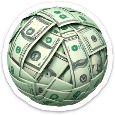 Snow ball with dollar bills  sticker