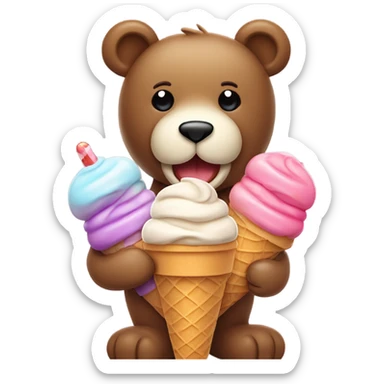 Teddy bear eating ice cream  sticker