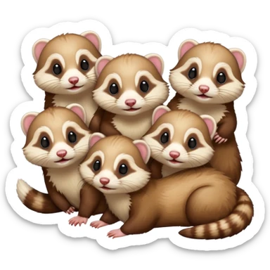 Ferret family of 5  sticker