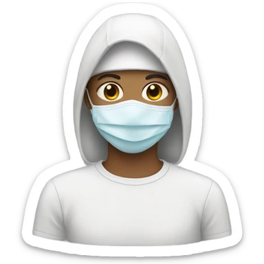 White teen with mask sticker