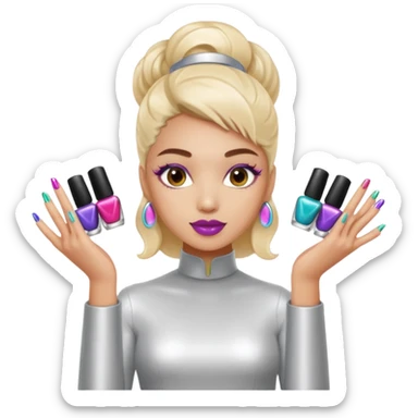 futuristic female nail artist sticker