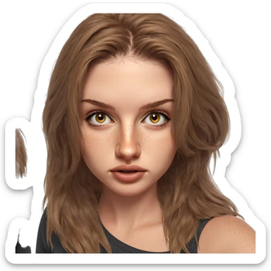 portrait of a girl with freckles sticker