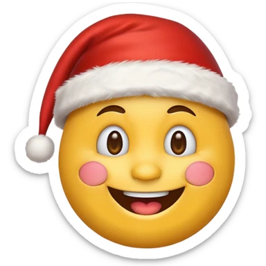 Smiling emoji with santa hat on sticker