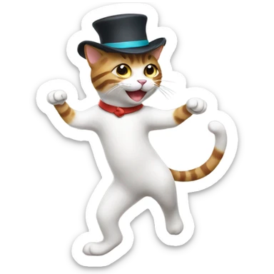 Dancing cat with hat sticker
