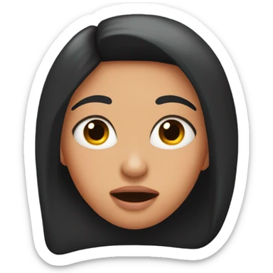 Black hair and peach skinned woman with eyes rolled back prepared for a sneeze. sticker