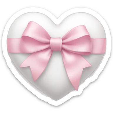 white heart with light pink ribbon bow sticker