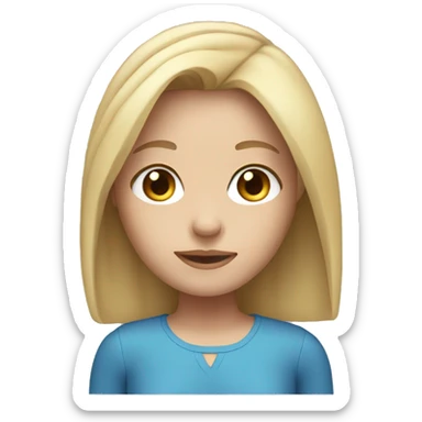 girl with shoulder-length blond straight hair and blue eyes sticker