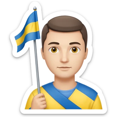 The Ukrainian man with flag sticker