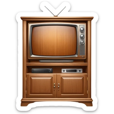 modern tv with news channel on it standing on a super luxurious wooden cupboard sticker
