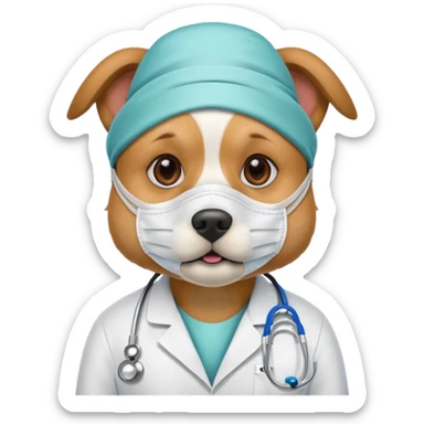 doctor dog Wearing Medical Mask sticker