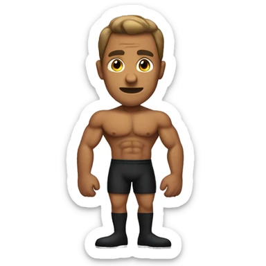 muscular and sweaty tanned man showing black socks sticker