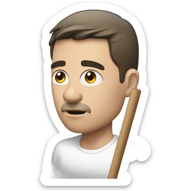 white man holding placard on stick sticker