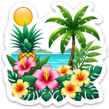 Full Tropical exotic sunny scenery floral scenery  sticker