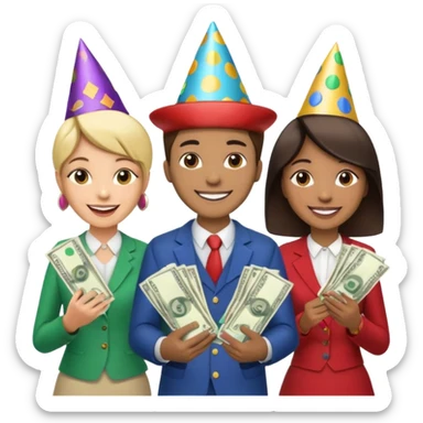 group of people who just won money sticker