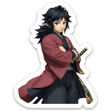 tomioka giyuu in black haori sticker