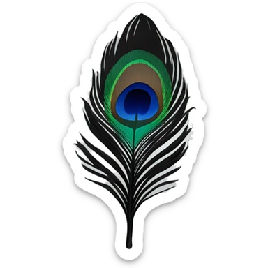 Single Peacock feather in black only sticker