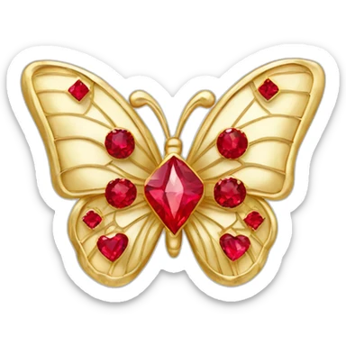 gold butterfly jewel with red diamond hearts sticker