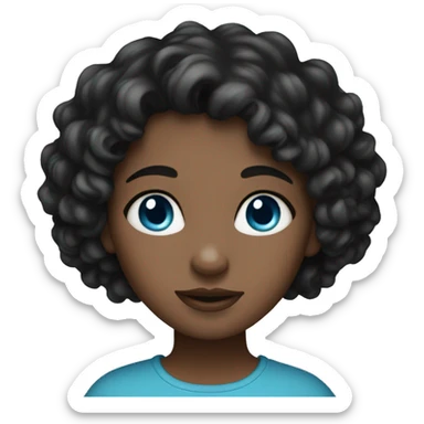 Girl with dark short curly hair and blue eyes  sticker
