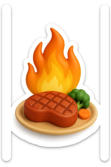 fiamma su cibo, metabolismo 3d sticker