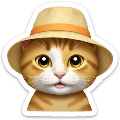 Cat wearing a sun hat sticker