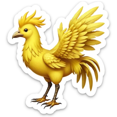 A classic yellow chocobo bird from Final Fantasy, large bird with small wings and long legs sticker