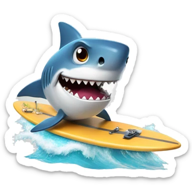 Nerd shark on a surf board sticker