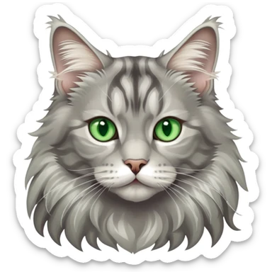silver tabby maine coon cat with green eyes sticker