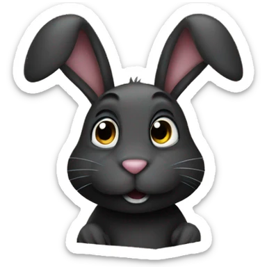 Black rabbit in a cardboard box  sticker