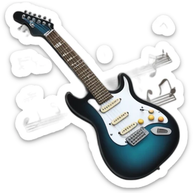 Electric guitar with musical notes and rising graph: symbolizing the mixing of music and increasing ROI. sticker