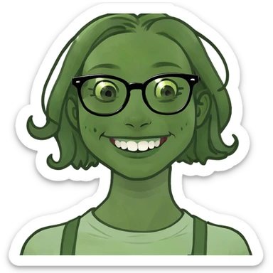 Black girl with glasses smiling with braces on her teeth sticker