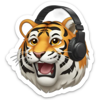 Tiger who listen music sticker