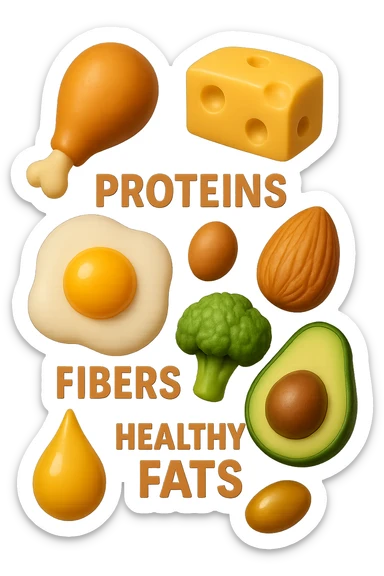 EMOJI STILE IPHONE 3D DI proteine, fibre, grassi sani che fluttuano in aria, iperrealistico 4k sticker