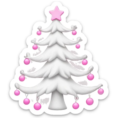 White Christmas tree with pink decorations  sticker