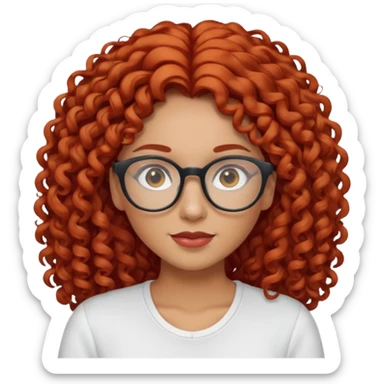 rizada peli roja , trigueña , con lentes y top blanco pelo largo  sticker