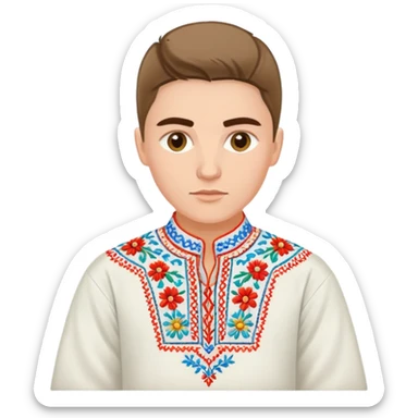A young Ukrainian psychologist wearing a traditional embroidered vyshyvanka shirt sticker