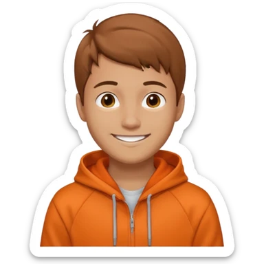 a happy young guy with orange hoodie, like a "techboy" sticker