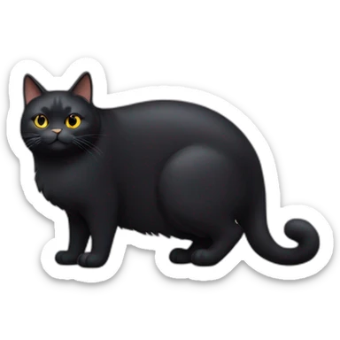 Old fat black cat sticker