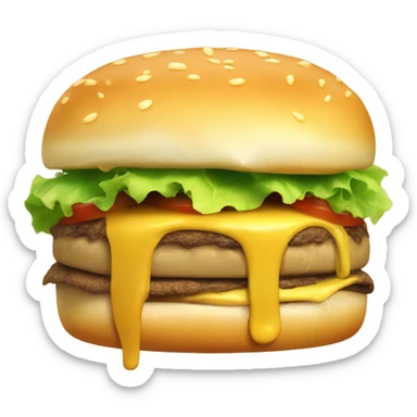 Generate a sleepy cheeseburger emoji with droopy eyes, a tiny yawn, and a slightly messy look. sticker