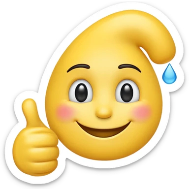 iPhone smile emoji with single tear drop; add thumbs up sticker