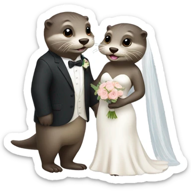 otters getting married sticker