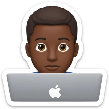 black american guy using macbook laptop sticker