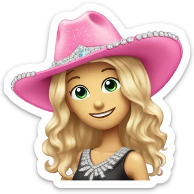 Sparkly pink cowgirl hat sticker