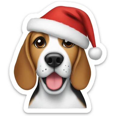 Beagle with Christmas hat sticker