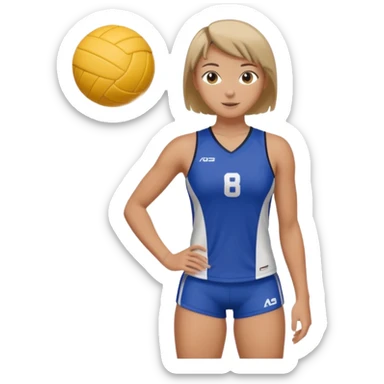 volleyball short hair girl full body sticker