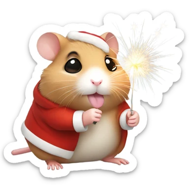 Christmas hamster with sparkler sticker