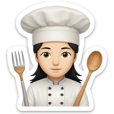 Chef pelinegra pelo largo y liso sticker