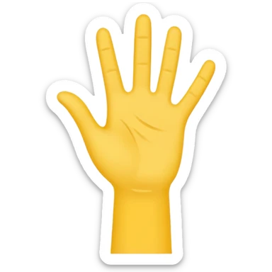Graphic: 👋 Waving hand icon (white with yellow outline).
Animation: Hand waves back and forth.
Background: Transparent. sticker