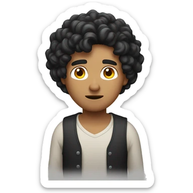 A person shrugging and he has black curly hair with a slight tan color skin sticker
